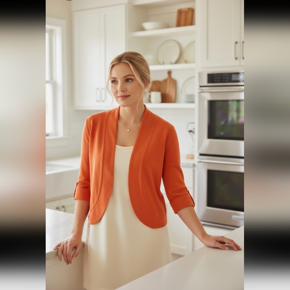 ☺️ Short Sleeve Shrug Sweater in Orange